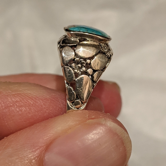 Kingman Turquoise .925 Silver Ring, size 8.5 - Picture 10 of 16